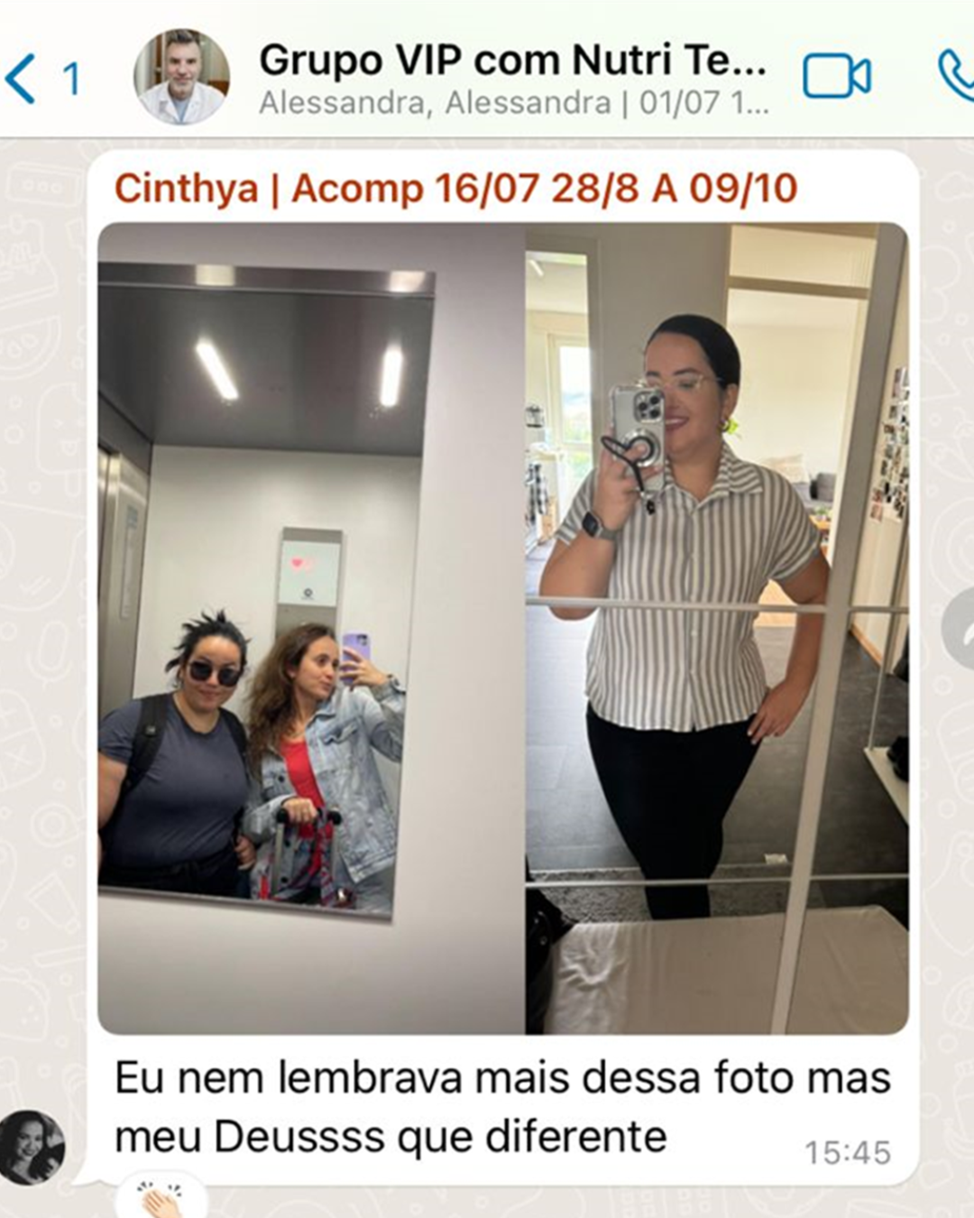 Antes e depois de paciente
